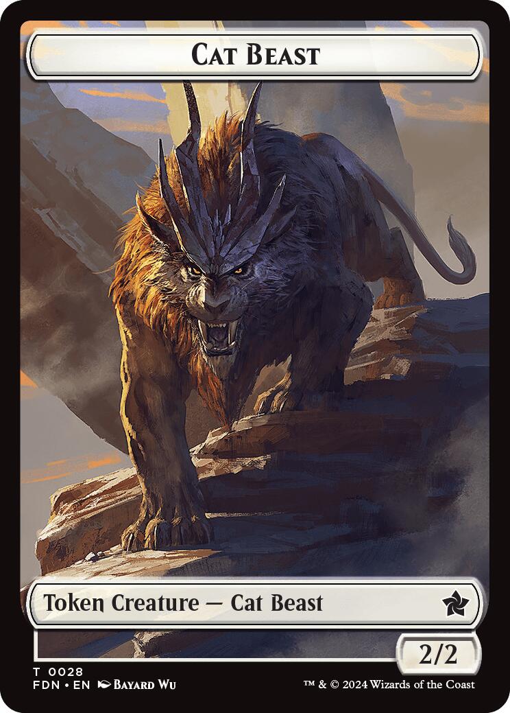 Cat Beast // Dragon (0017) Double-Sided Token [Foundations Tokens] | Empire Gaming NC