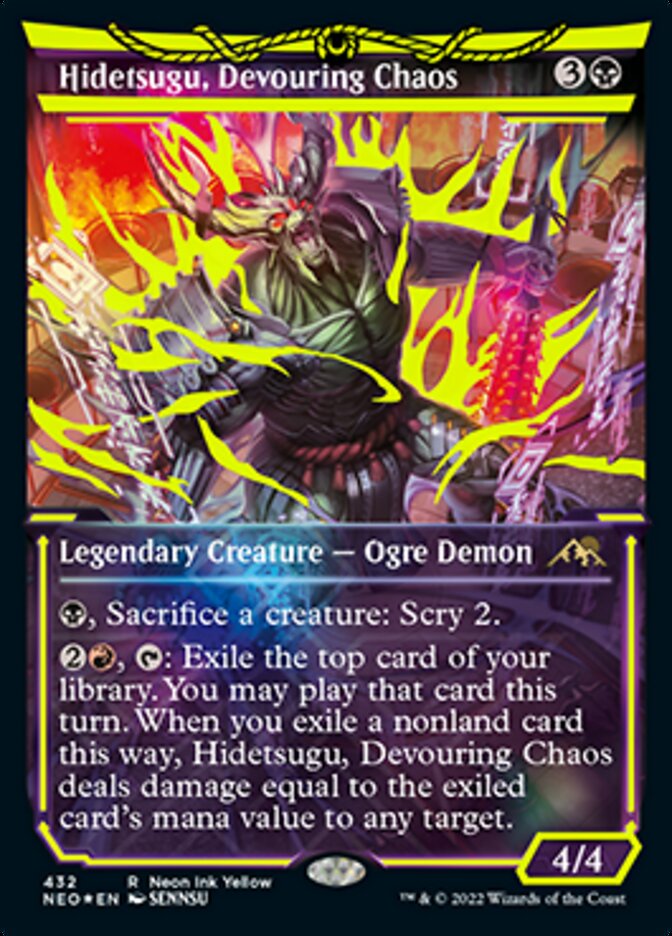 Hidetsugu, Devouring Chaos (Neon Ink Yellow) [Kamigawa: Neon Dynasty] | Empire Gaming NC