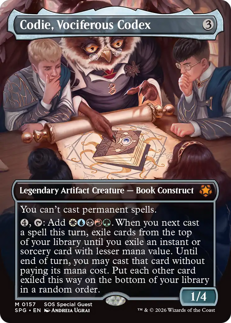 Codie, Vociferous Codex (Borderless) [Secrets of Strixhaven Special Guests] | Empire Gaming NC