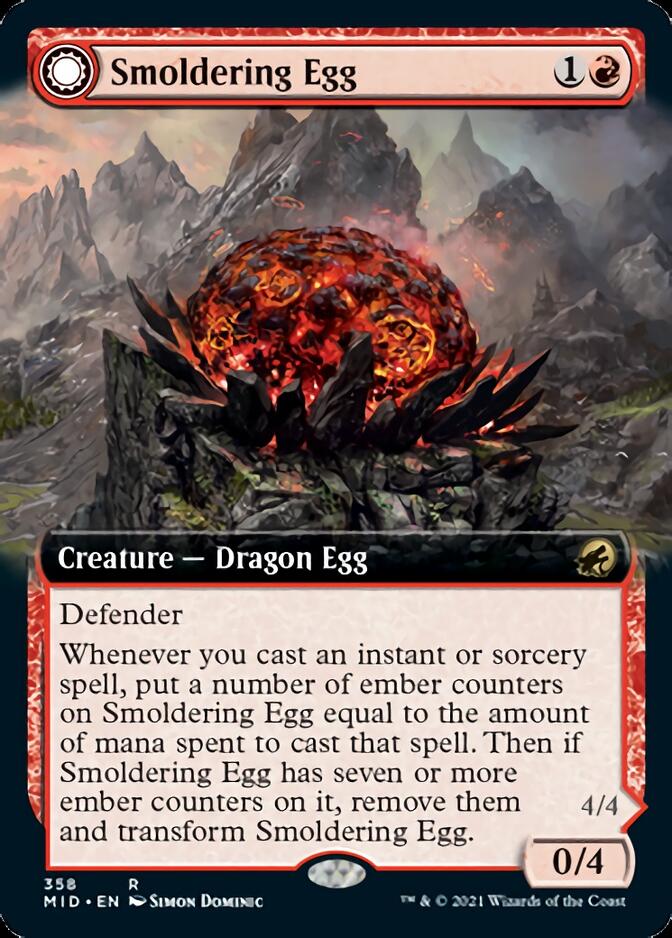 Smoldering Egg // Ashmouth Dragon (Extended Art) [Innistrad: Midnight Hunt] | Empire Gaming NC