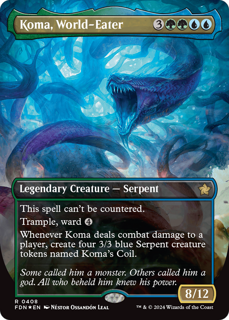 Koma, World-Eater (Borderless) (Mana Foil) [Foundations] | Empire Gaming NC