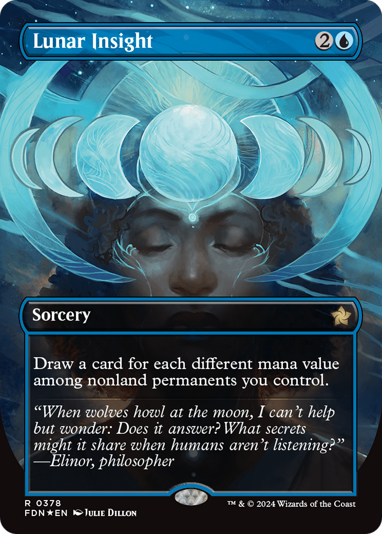 Lunar Insight (Borderless) (Mana Foil) [Foundations] | Empire Gaming NC