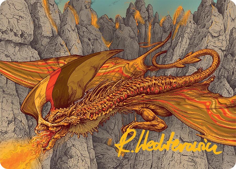 Magmatic Hellkite Art Card (34/54) (Gold-Stamped Signature) [Tarkir: Dragonstorm Art Series] | Empire Gaming NC