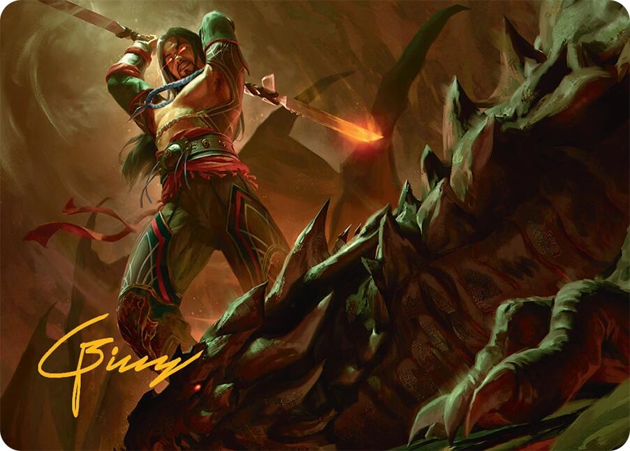 Sarkhan's Resolve Art Card (18/54) (Gold-Stamped Signature) [Tarkir: Dragonstorm Art Series] | Empire Gaming NC
