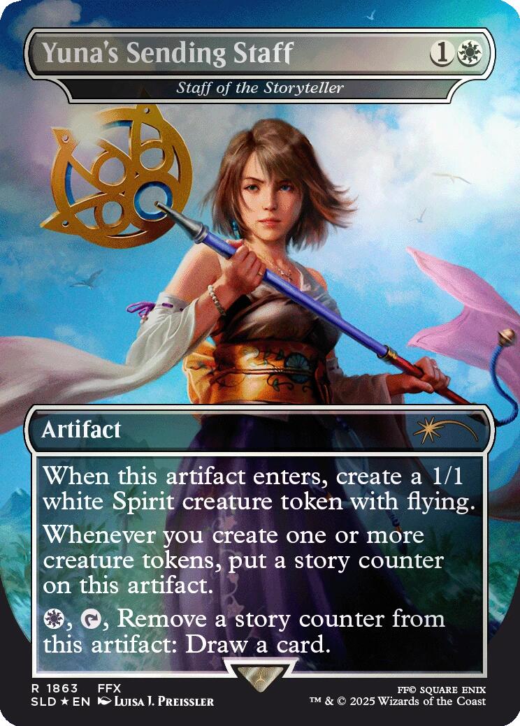 Yuna's Sending Staff - Staff of the Storyteller (Rainbow Foil) [Secret Lair Drop Series] | Empire Gaming NC