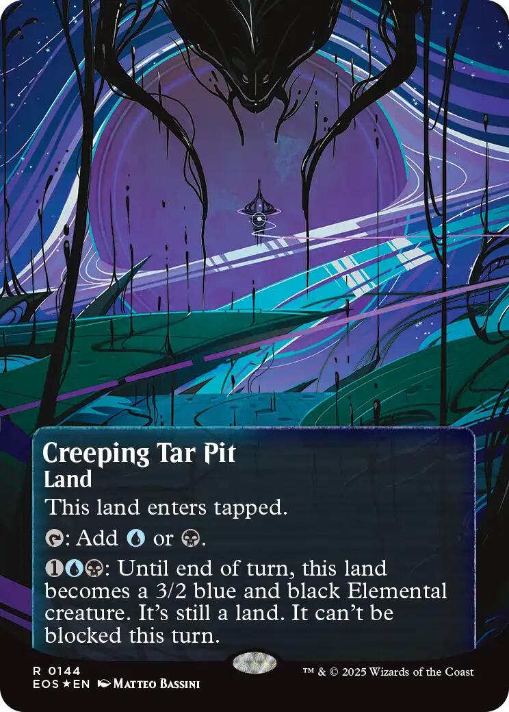 Creeping Tar Pit (0144) (Borderless) (Galaxy Foil) [Edge of Eternities: Stellar Sights] | Empire Gaming NC