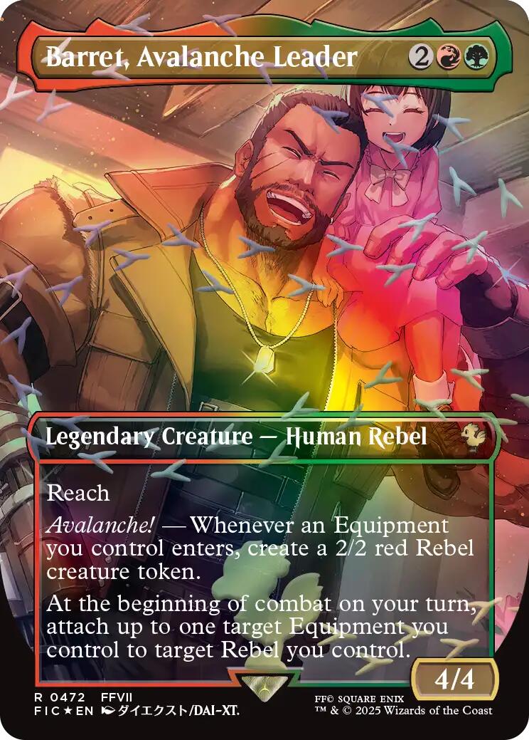 Barret, Avalanche Leader (Borderless) (Chocobo Track Foil) [FINAL FANTASY Commander] | Empire Gaming NC