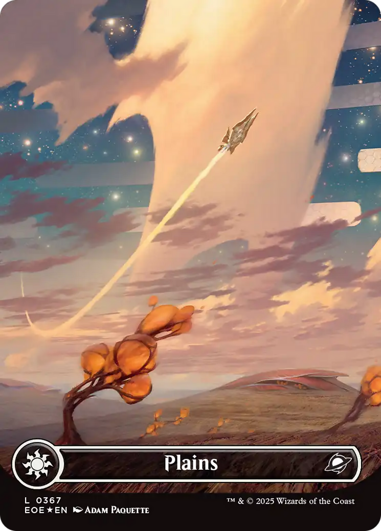 Plains (0367) (Borderless) (Galaxy Foil) [Edge of Eternities] | Empire Gaming NC
