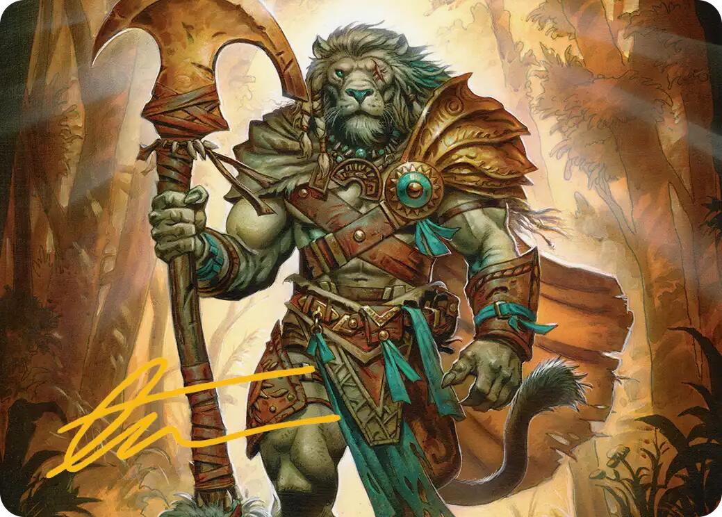 Ajani, Outland Chaperone Art Card (Gold-Stamped Signature) [Lorwyn Eclipsed Art Series] | Empire Gaming NC
