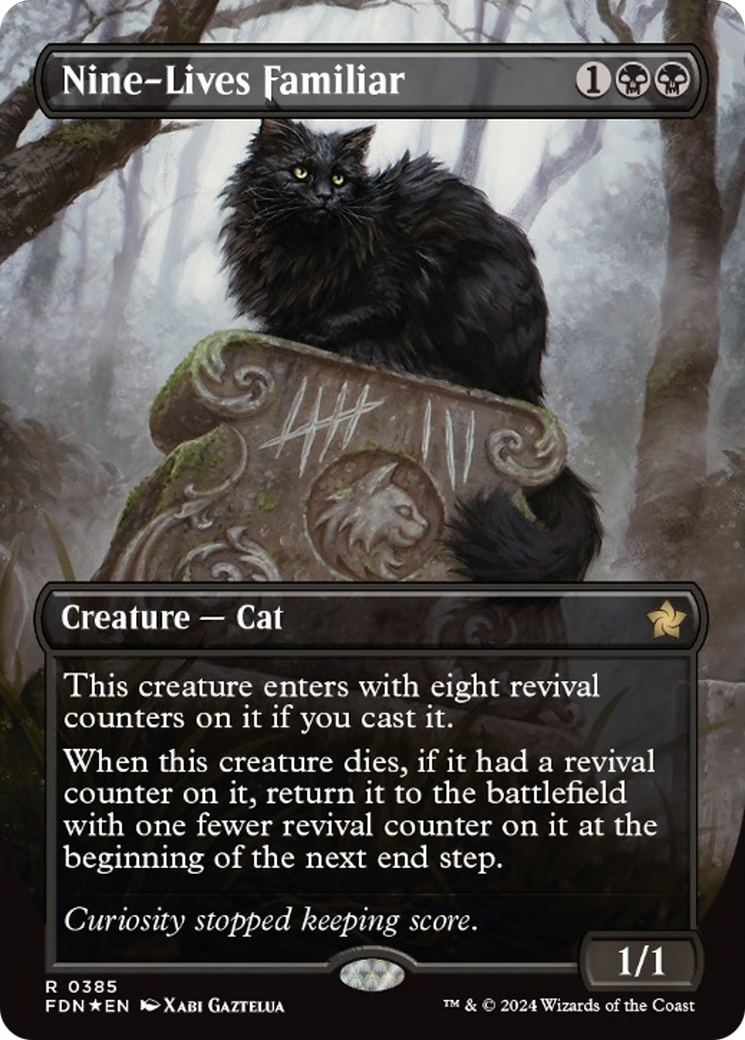 Nine-Lives Familiar (Borderless Mana Foil) [Foundations] | Empire Gaming NC