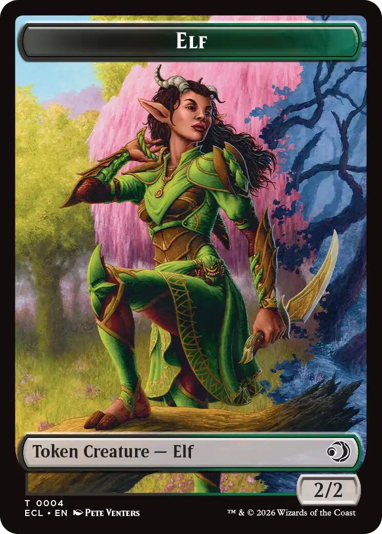 Elf // Treasure Double-Sided Token [Lorwyn Eclipsed Tokens] | Empire Gaming NC