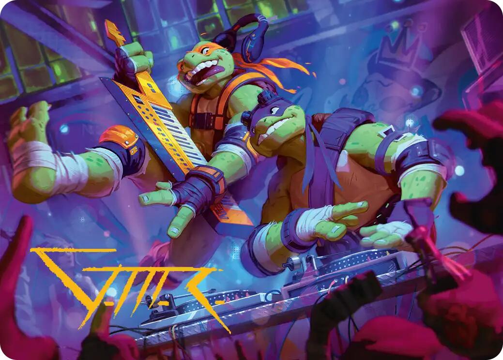 Mikey & Don, Party Planners Art Card (Gold-Stamped Signature) [Teenage Mutant Ninja Turtles Art Series] | Empire Gaming NC