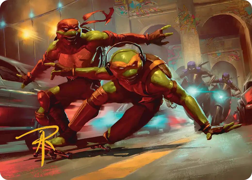 Raph & Mikey, Troublemakers Art Card (Gold-Stamped Signature) [Teenage Mutant Ninja Turtles Art Series] | Empire Gaming NC