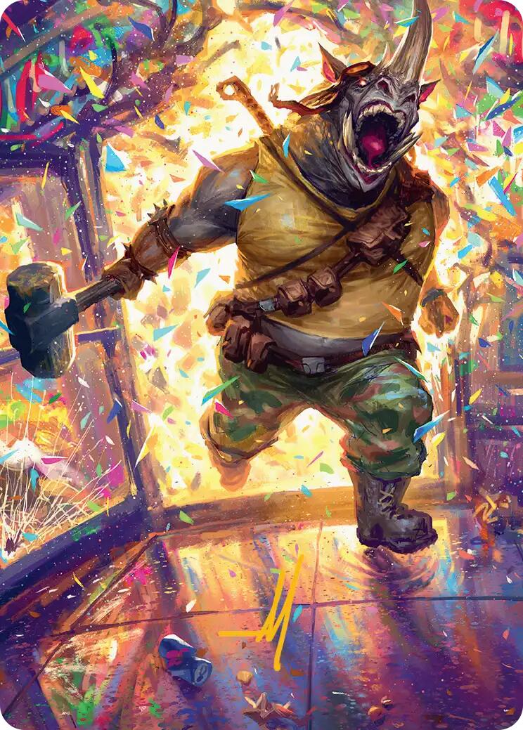 Rocksteady, Rowdy Rhino Art Card (Gold-Stamped Signature) [Teenage Mutant Ninja Turtles Art Series] | Empire Gaming NC