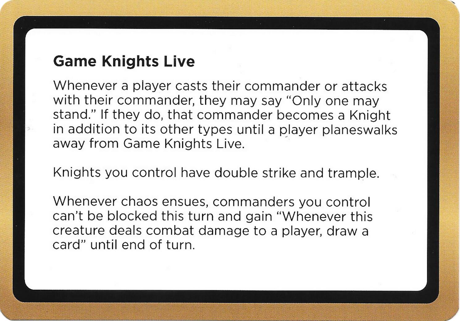 Game Knights Live (Black Lotus Unknown Planechase) [Oversize Cards] | Empire Gaming NC