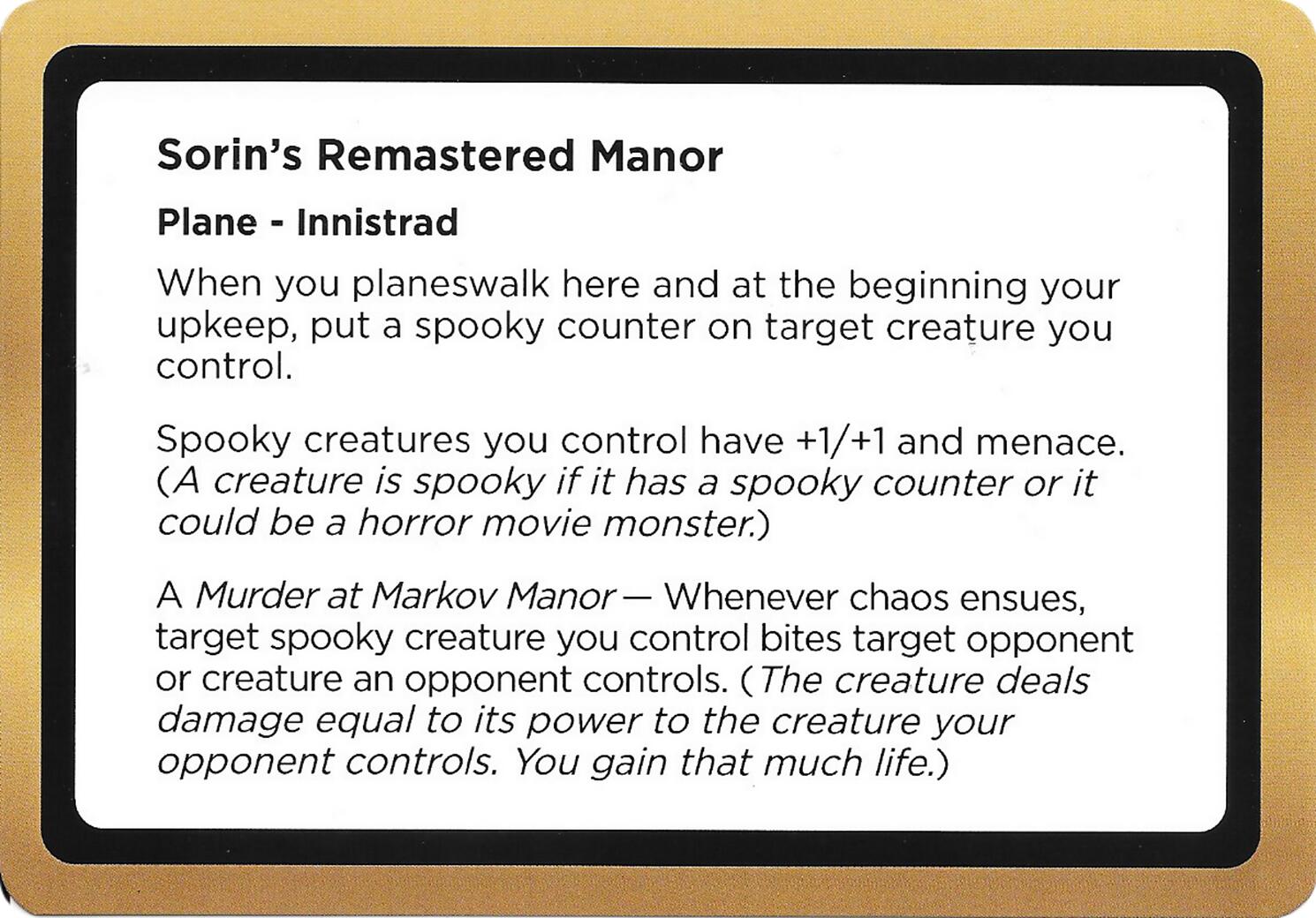 Sorin's Remastered Manor (Black Lotus Unknown Planechase) [Oversize Cards] | Empire Gaming NC