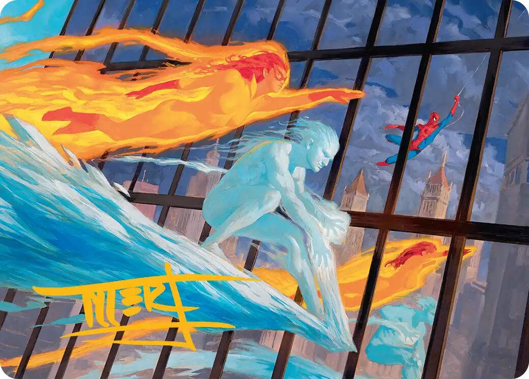 Iceman and Firestar Art Card (Gold-Stamped Signature) [Marvel Super Heroes Art Series] | Empire Gaming NC