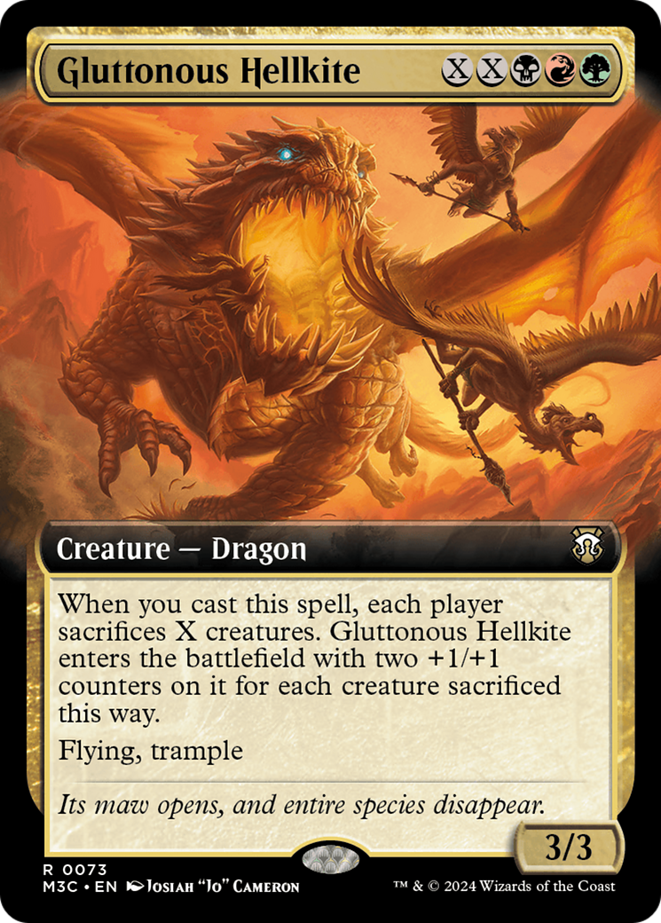 Gluttonous Hellkite (Extended Art) (Ripple Foil) [Modern Horizons 3 Commander] | Empire Gaming NC