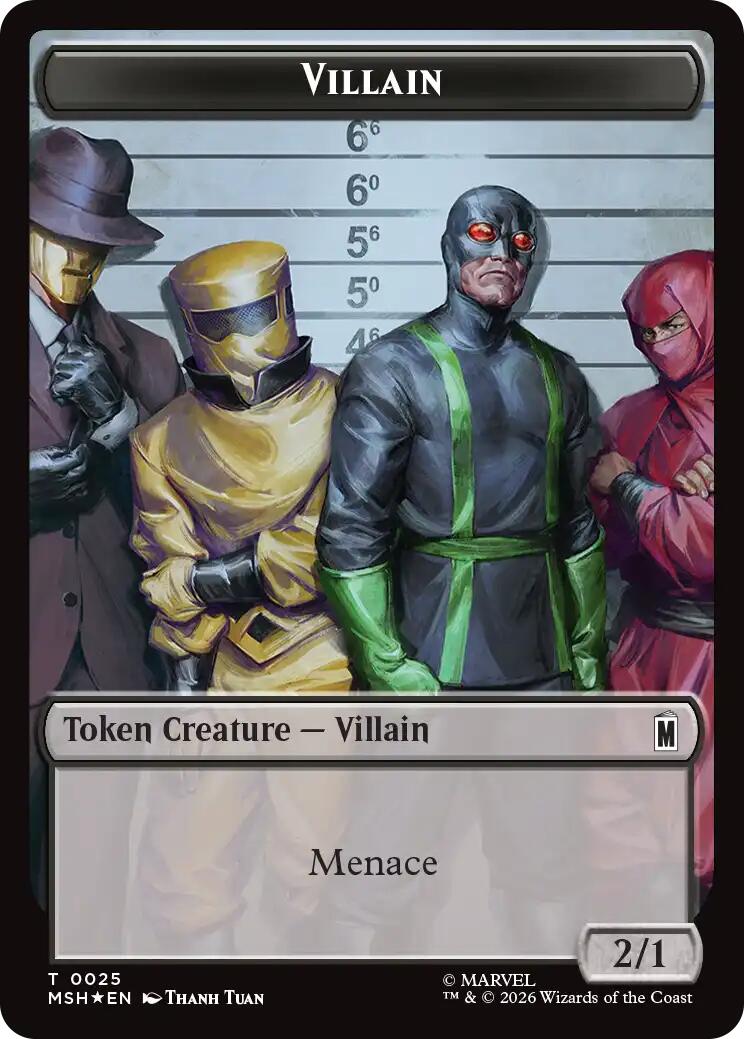 Villain // Robot Villain Double-Sided Token (025//026) (Surge Foil) [Marvel Super Heroes Tokens] | Empire Gaming NC