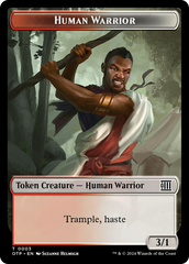 Treasure // Human Warrior Double-Sided Token [Outlaws of Thunder Junction Tokens] | Empire Gaming NC