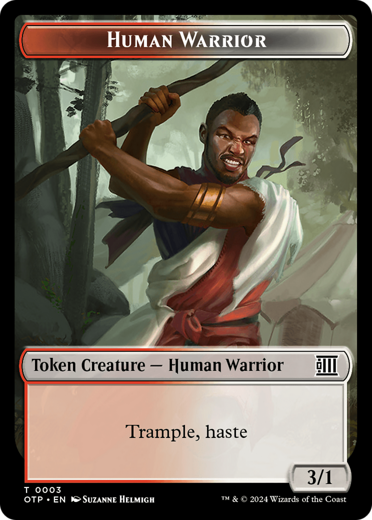 Human Warrior // Plot Double-Sided Token [Outlaws of Thunder Junction: Breaking News Tokens] | Empire Gaming NC