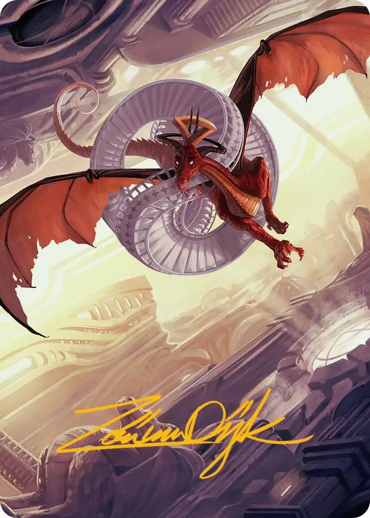 Draconic Visitor Art Card (Gold-Stamped Signature) [Reality Fracture Art Series] | Empire Gaming NC