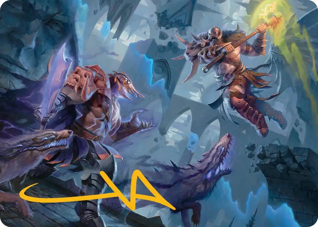 Garruk, Veiled Butcher // Garruk, Curse Breaker Art Card (Gold-Stamped Signature) [Reality Fracture Art Series] | Empire Gaming NC