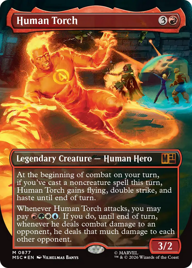 Human Torch (Borderless) (Surge Foil) [Marvel Super Heroes Commander] | Empire Gaming NC