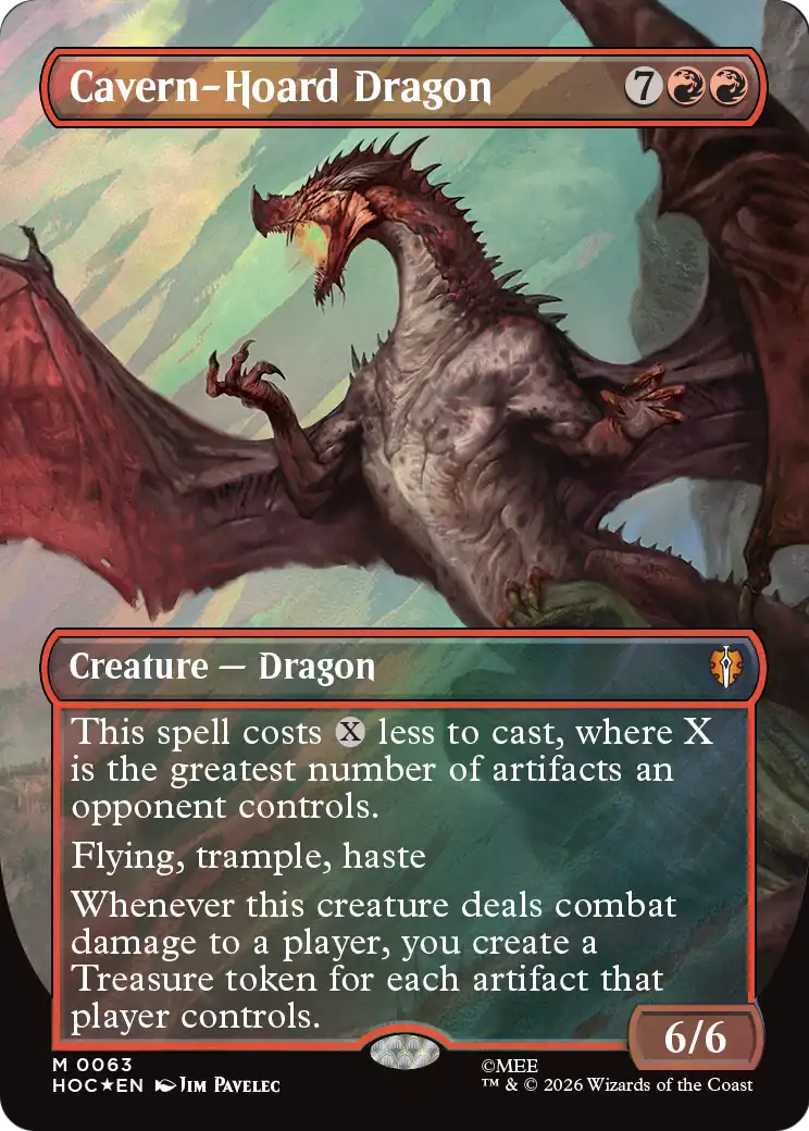 Cavern-Hoard Dragon (Borderless) (Surge Foil) [The Hobbit: Eternal-Legal] | Empire Gaming NC