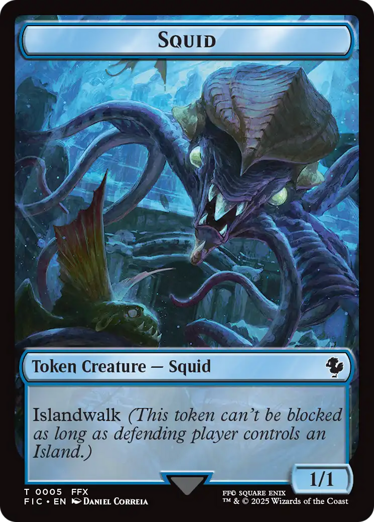 Spirit // Squid Double-Sided Token (Surge Foil) [FINAL FANTASY Commander Tokens] | Empire Gaming NC