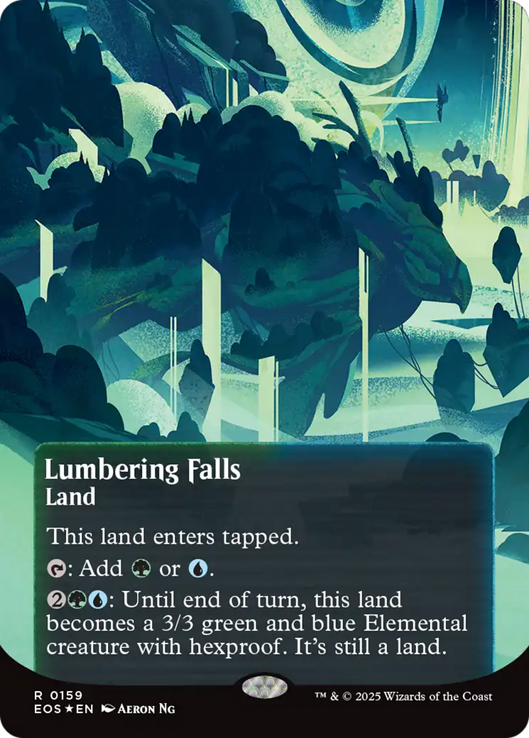 Lumbering Falls (0159) (Borderless) (Galaxy Foil) [Edge of Eternities: Stellar Sights] | Empire Gaming NC