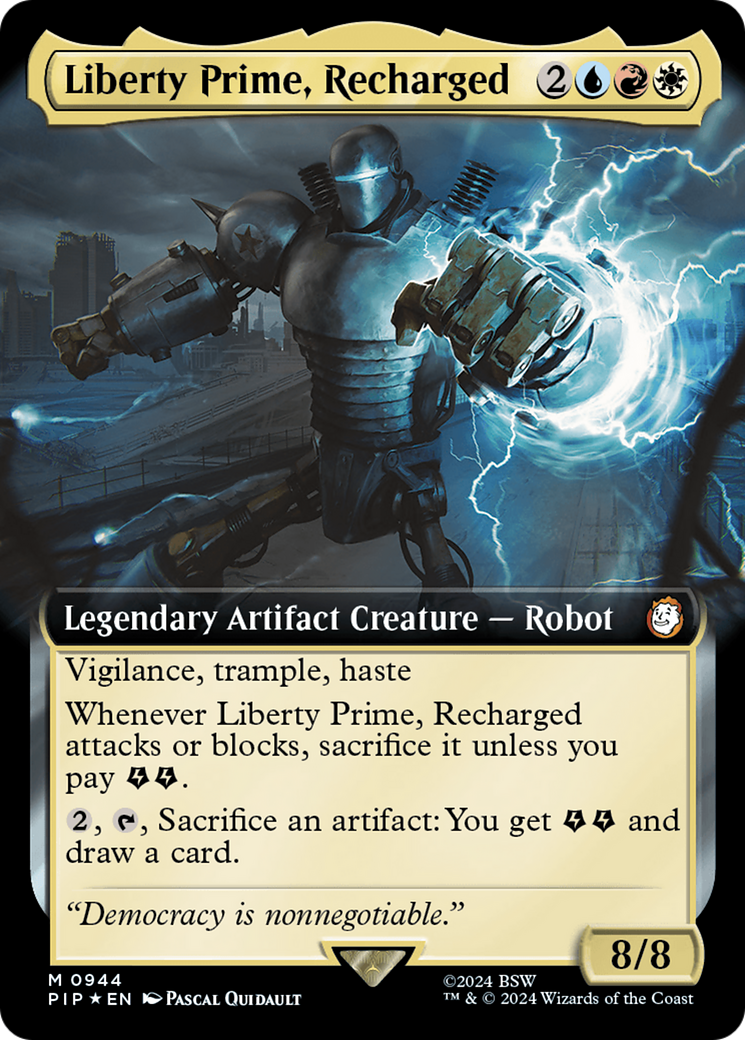 Liberty Prime, Recharged (Extended Art) (Surge Foil) [Fallout] | Empire Gaming NC