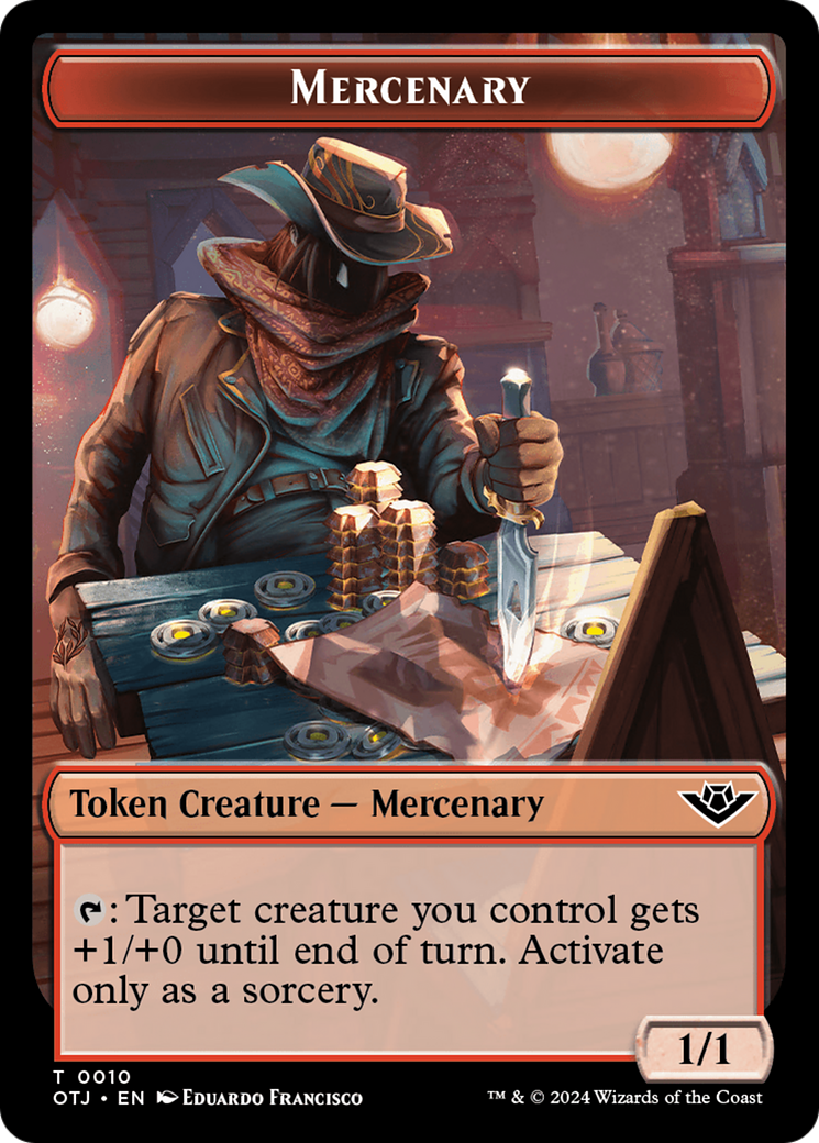 Mercenary // Human Warrior Double-Sided Token [Outlaws of Thunder Junction Tokens] | Empire Gaming NC