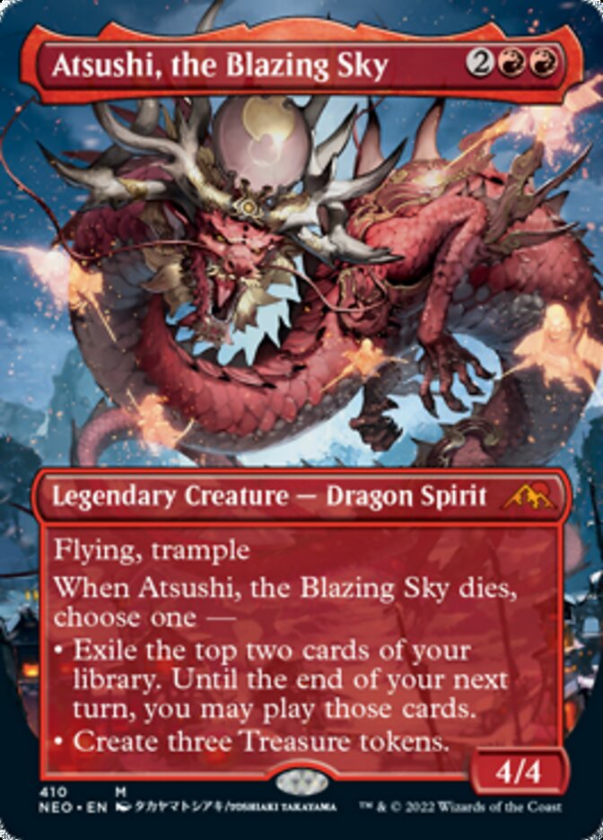 Atsushi, the Blazing Sky (Borderless Alternate Art) [Kamigawa: Neon Dynasty] | Empire Gaming NC