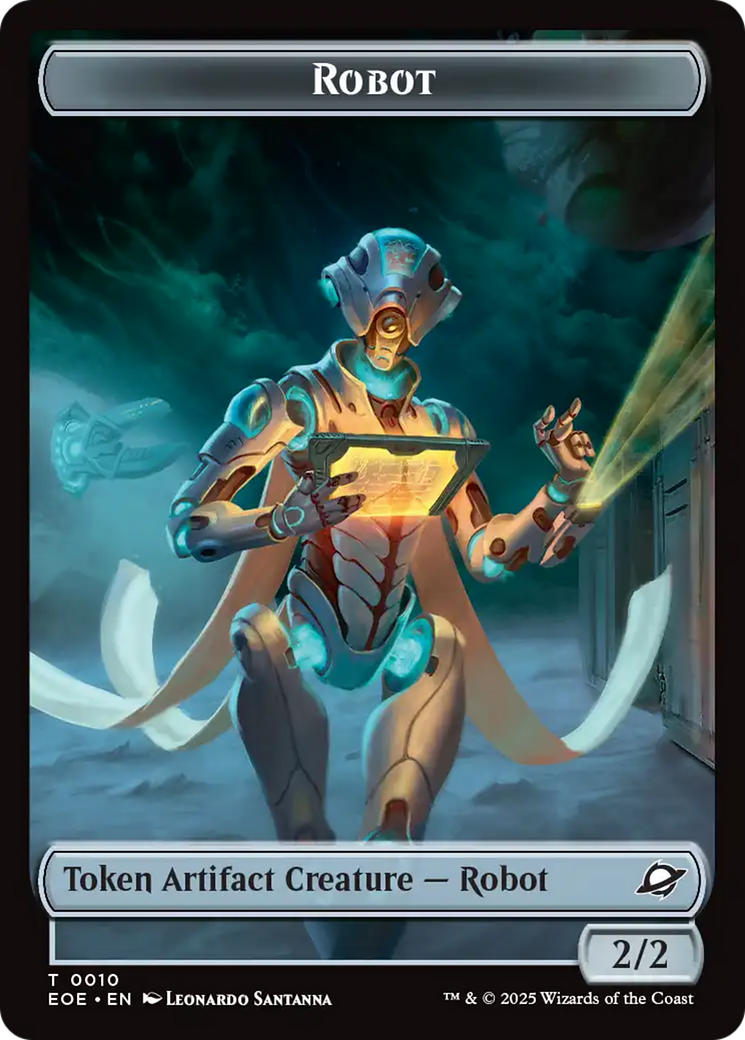 Robot // Emblem - Tezzeret, Cruel Captain Double-Sided Token [Edge of Eternities Tokens] | Empire Gaming NC