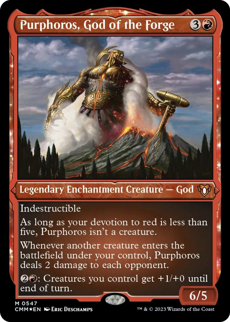 Purphoros, God of the Forge (Foil Etched) [Commander Masters] | Empire Gaming NC