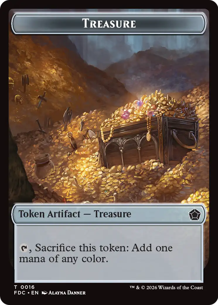 Dragon (0007) // Treasure Double-Sided Token [Foundations Commander Tokens] | Empire Gaming NC