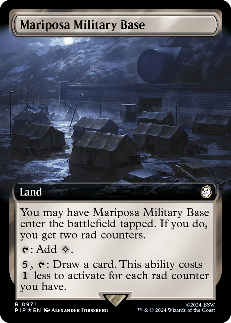 Mariposa Military Base (Extended Art) (Surge Foil) [Fallout] | Empire Gaming NC