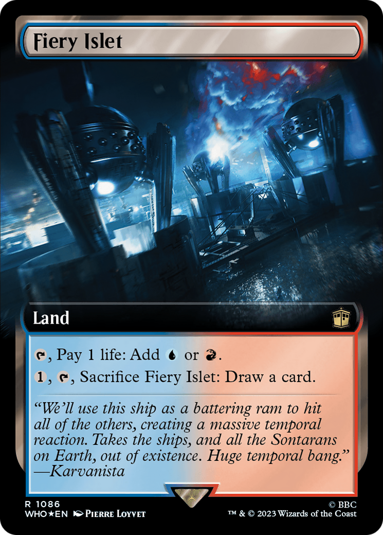 Fiery Islet (Extended Art) (Surge Foil) [Doctor Who] | Empire Gaming NC