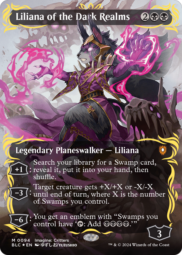 Liliana of the Dark Realms (Borderless) (Raised Foil) [Bloomburrow Commander] | Empire Gaming NC