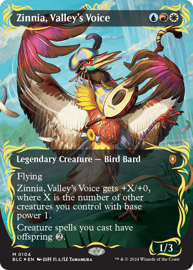 Zinnia, Valley's Voice (Borderless) (Raised Foil) [Bloomburrow Commander] | Empire Gaming NC