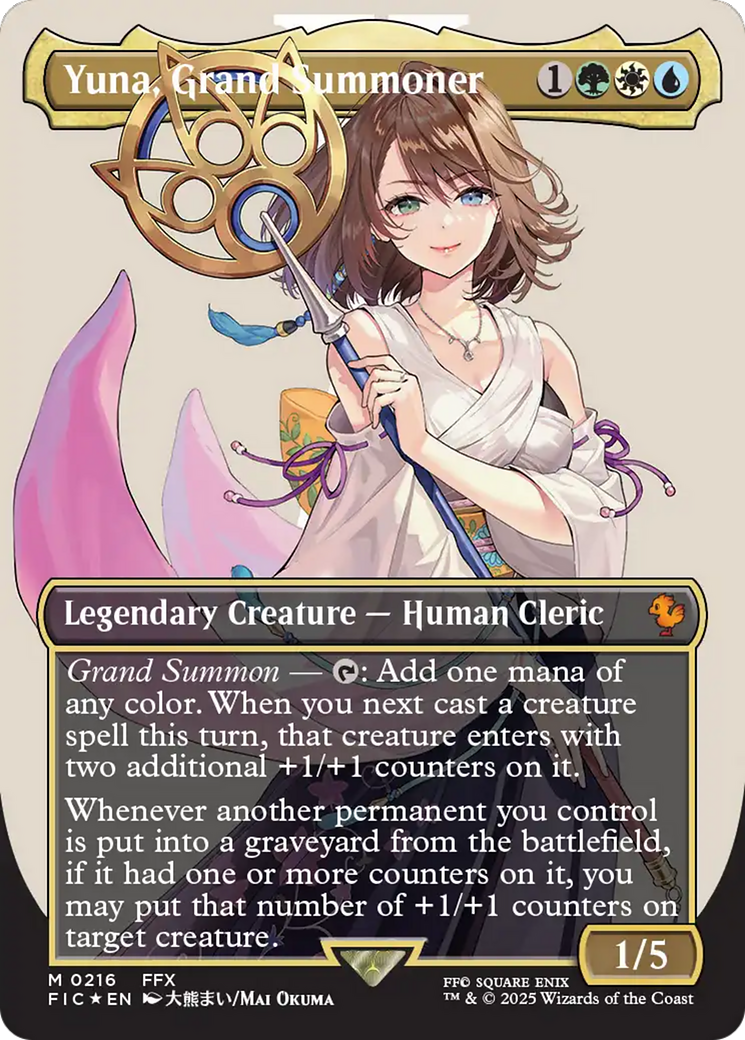 Yuna, Grand Summoner (Borderless) (Surge Foil) [FINAL FANTASY Commander] | Empire Gaming NC