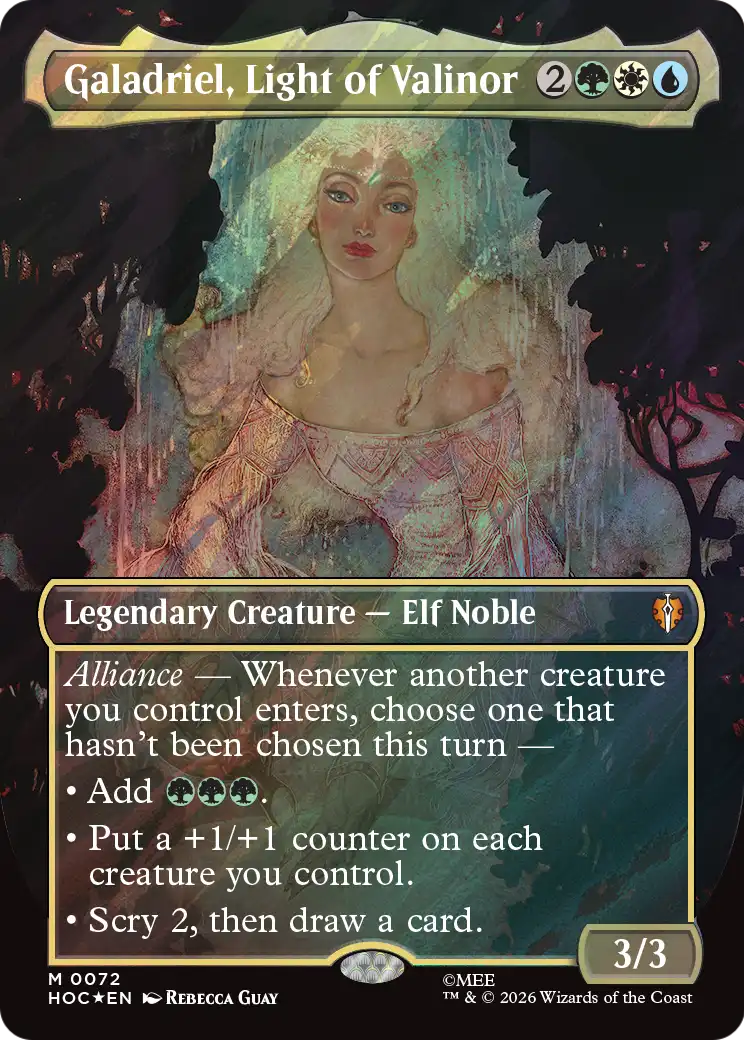 Galadriel, Light of Valinor (Borderless) (Surge Foil) [The Hobbit: Eternal-Legal] | Empire Gaming NC
