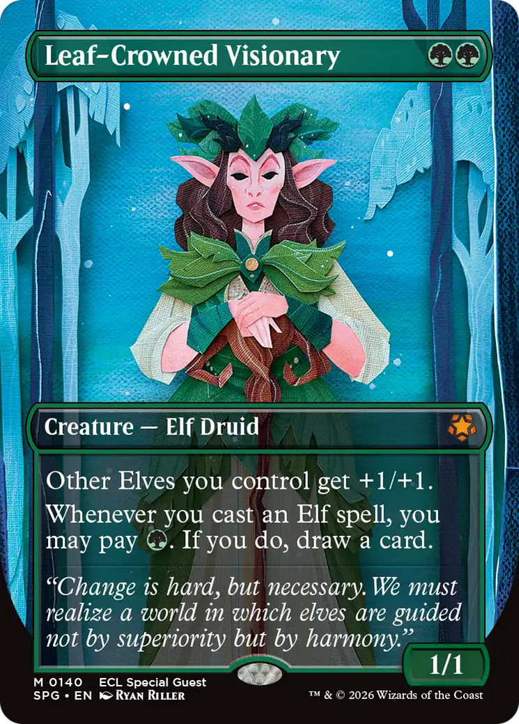 Leaf-Crowned Visionary (Borderless) [Lorwyn Eclipsed Special Guests] | Empire Gaming NC