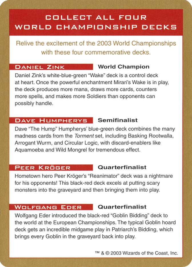 2003 World Championships Ad [World Championship Decks 2003] | Empire Gaming NC