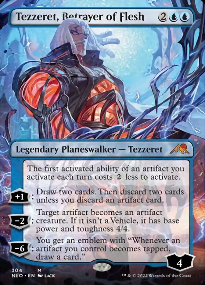 Tezzeret, Betrayer of Flesh (Borderless) [Kamigawa: Neon Dynasty] | Empire Gaming NC