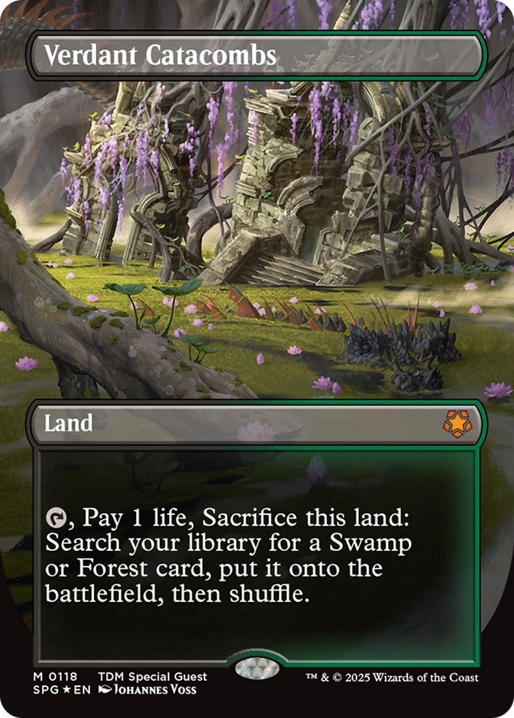 Verdant Catacombs (Borderless) (Dragonscale Foil) [Tarkir: Dragonstorm Special Guests] | Empire Gaming NC