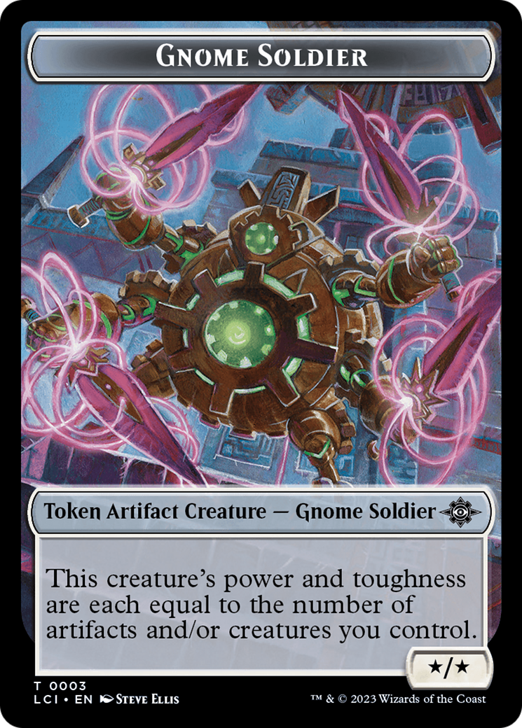 Fungus Dinosaur // Gnome Soldier Double-Sided Token [The Lost Caverns of Ixalan Tokens] | Empire Gaming NC