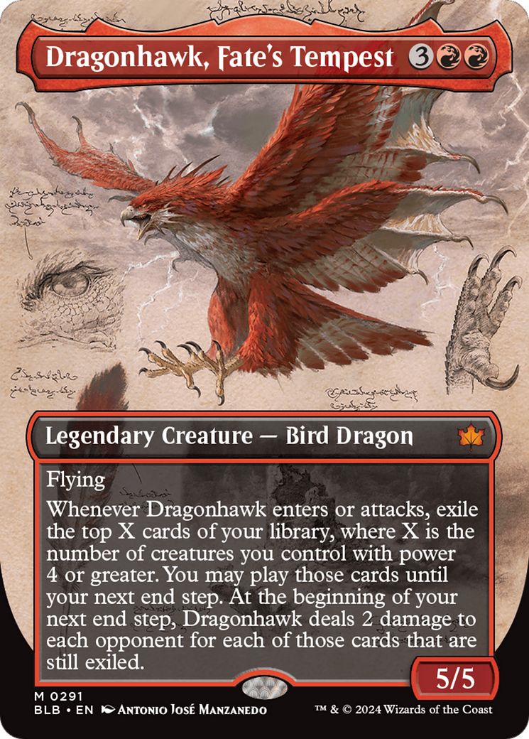 Dragonhawk, Fate's Tempest (Borderless) [Bloomburrow] | Empire Gaming NC