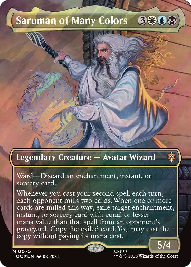 Saruman of Many Colors (Borderless) (Surge Foil) [The Hobbit: Eternal-Legal] | Empire Gaming NC